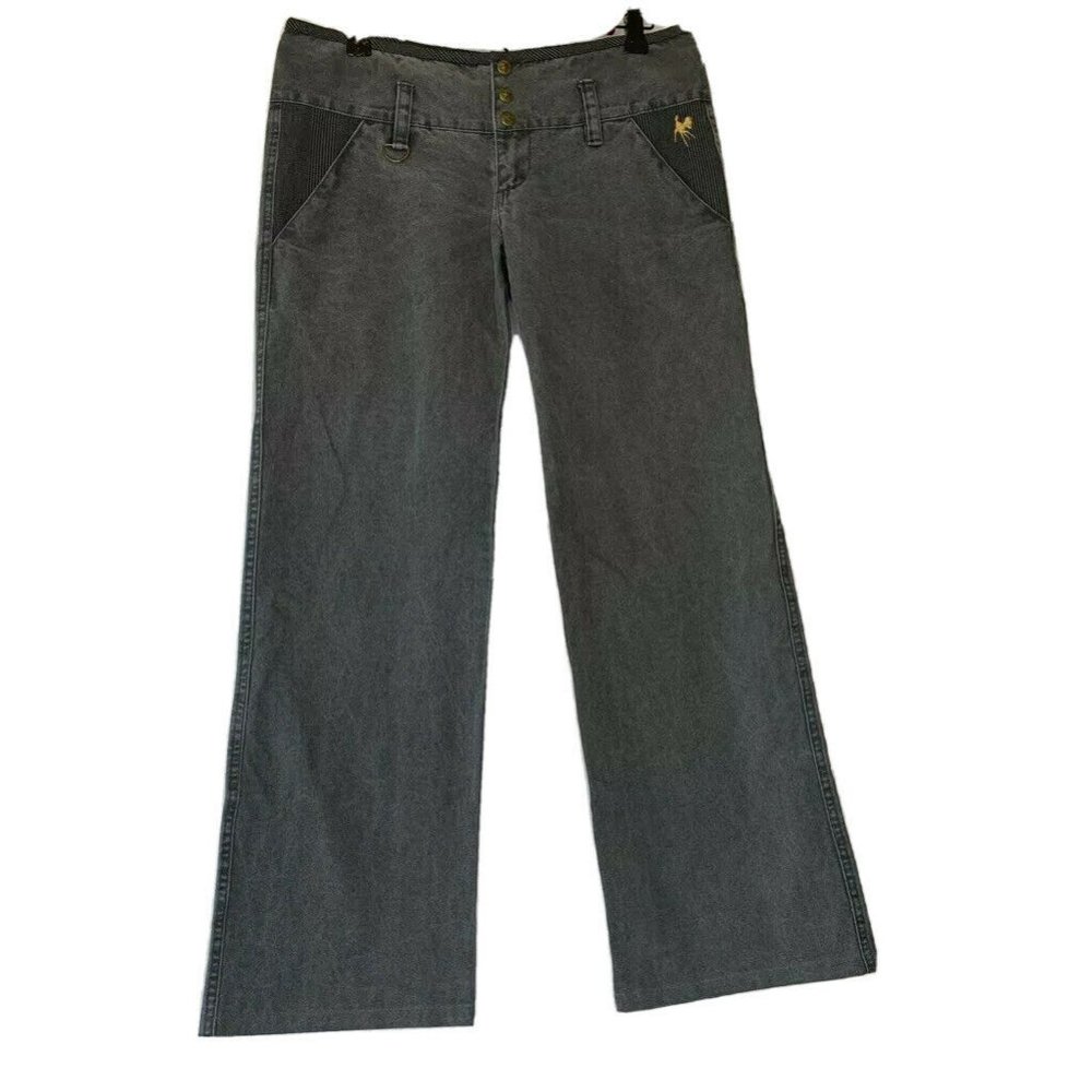 Gentle Fawn Womens Flare Jeans Gray Plaid Zipper 4